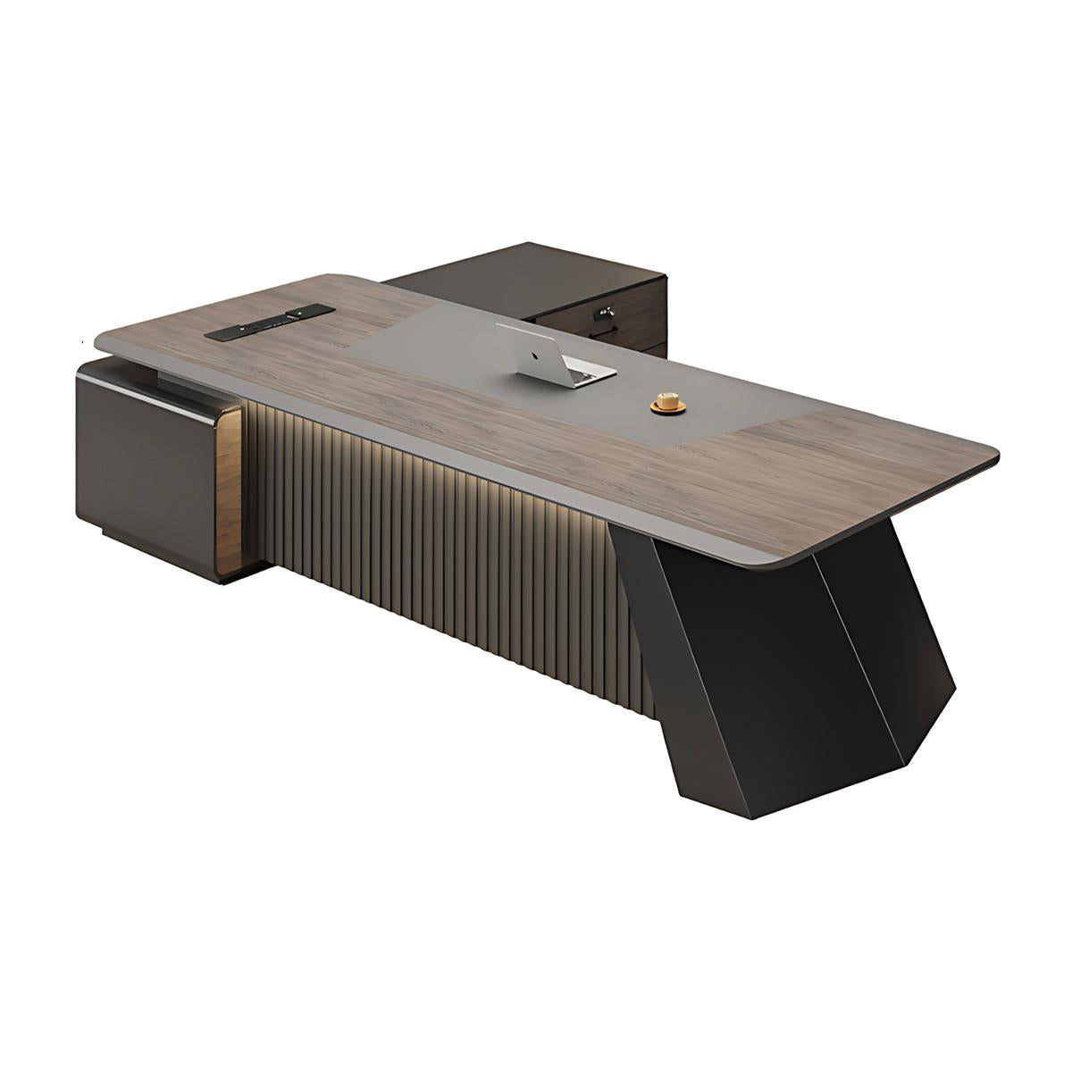 Modern L-Shaped Executive Desk with Reinforced Legs for Offices