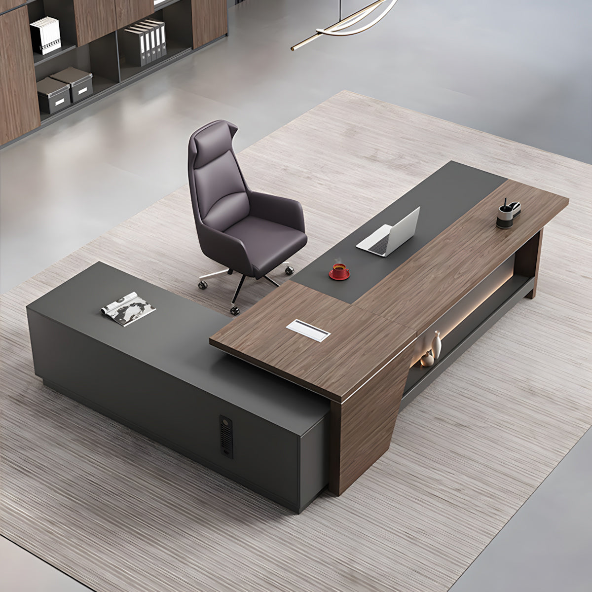 Executive Desk, office room scene, for executive office workspace, modern executive office furniture