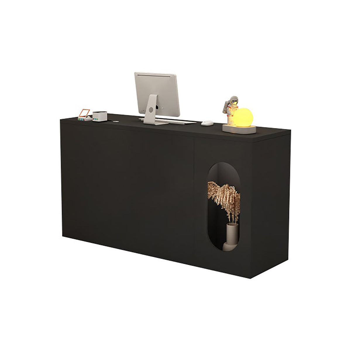 Modern Reception Desk 39–63 in Wide with Lockable Drawers & Transaction Counter