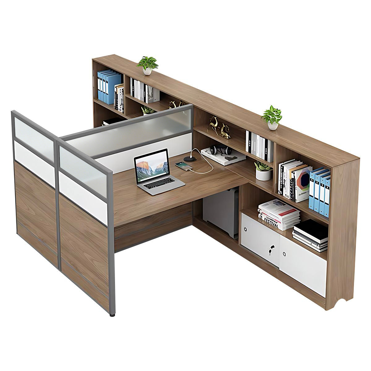 Modern Simple Partitioned Multiperson Staff Desk