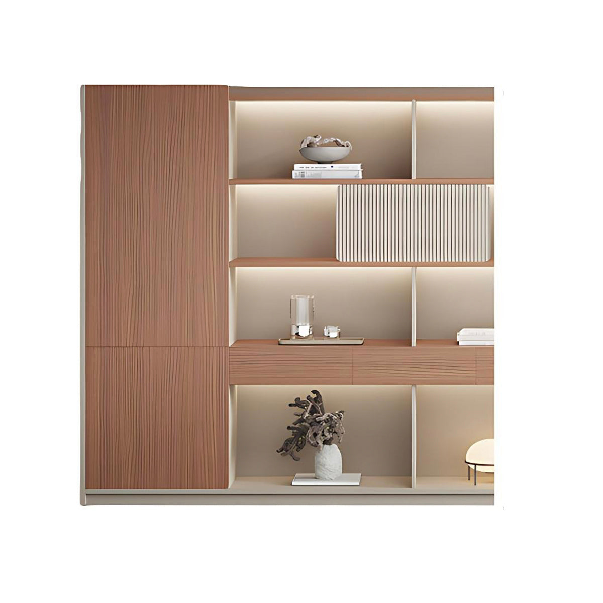 Minimalist Storage Cabinet with Open & Closed Compartments