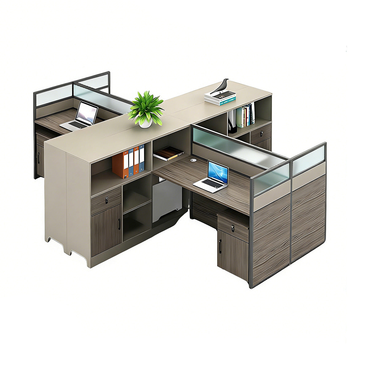 Contemporary Minimalist Multi-functional Office Desk with Partition Design