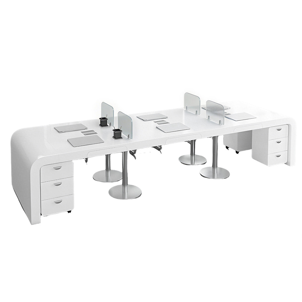 Spacious Office Desk with Thick Desktop and Mobile Drawers for Workspaces