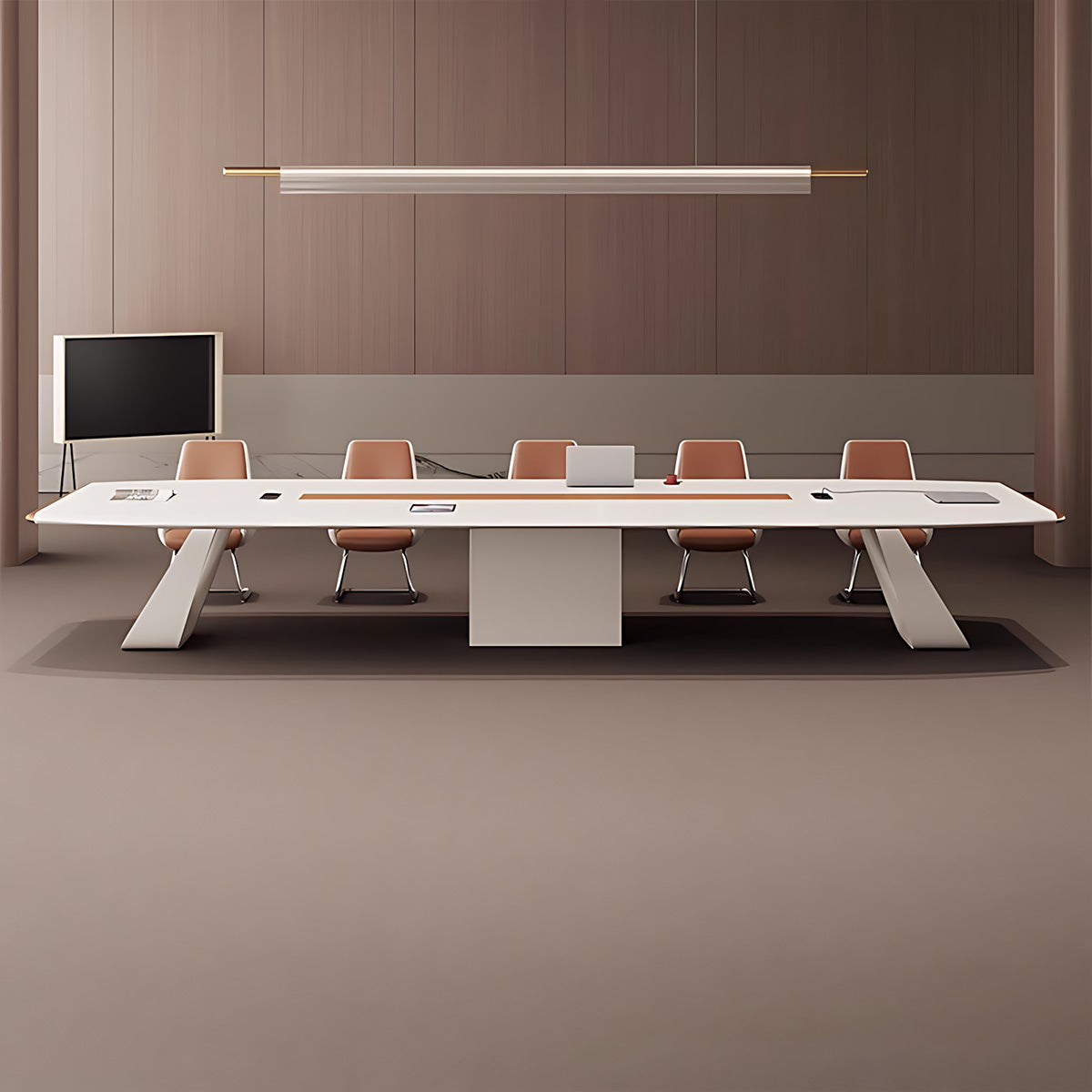 Conference Table with Built-In Power Box for Meeting and Boardroom Use