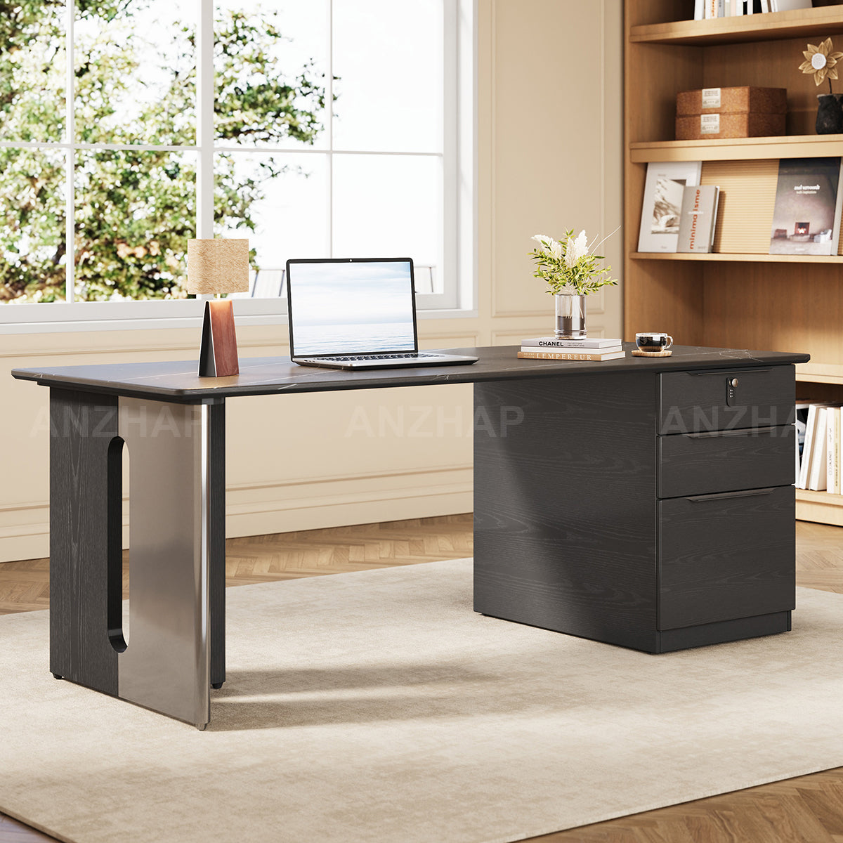 Office Desk, office room scene, for executive office workspace, modern executive office furniture