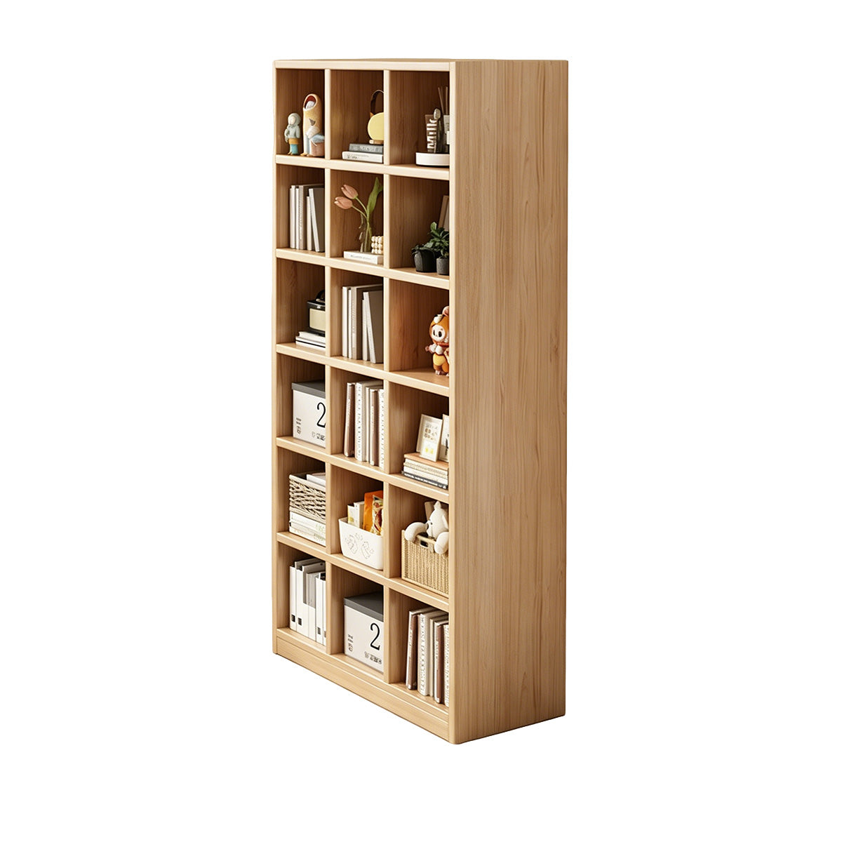 Storage Cabinet, Natural Wood Solid Wood L31" × W12" × H70", Natural Wood finish, for office storage space, office storage furniture