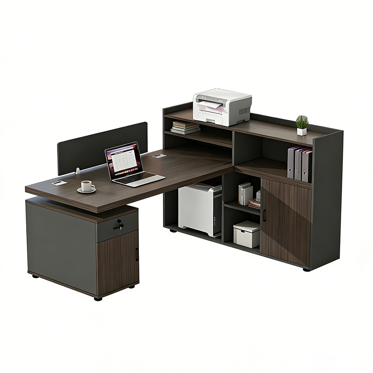 Space-Saving Office Desk with Privacy Panel for Open Office