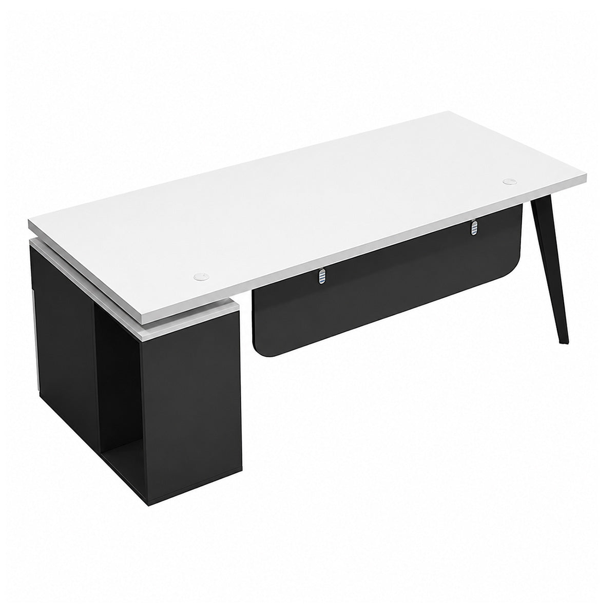 Executive Desk with Side Storage, Lockable Drawer, CPU Tower Space and Cable Grommets