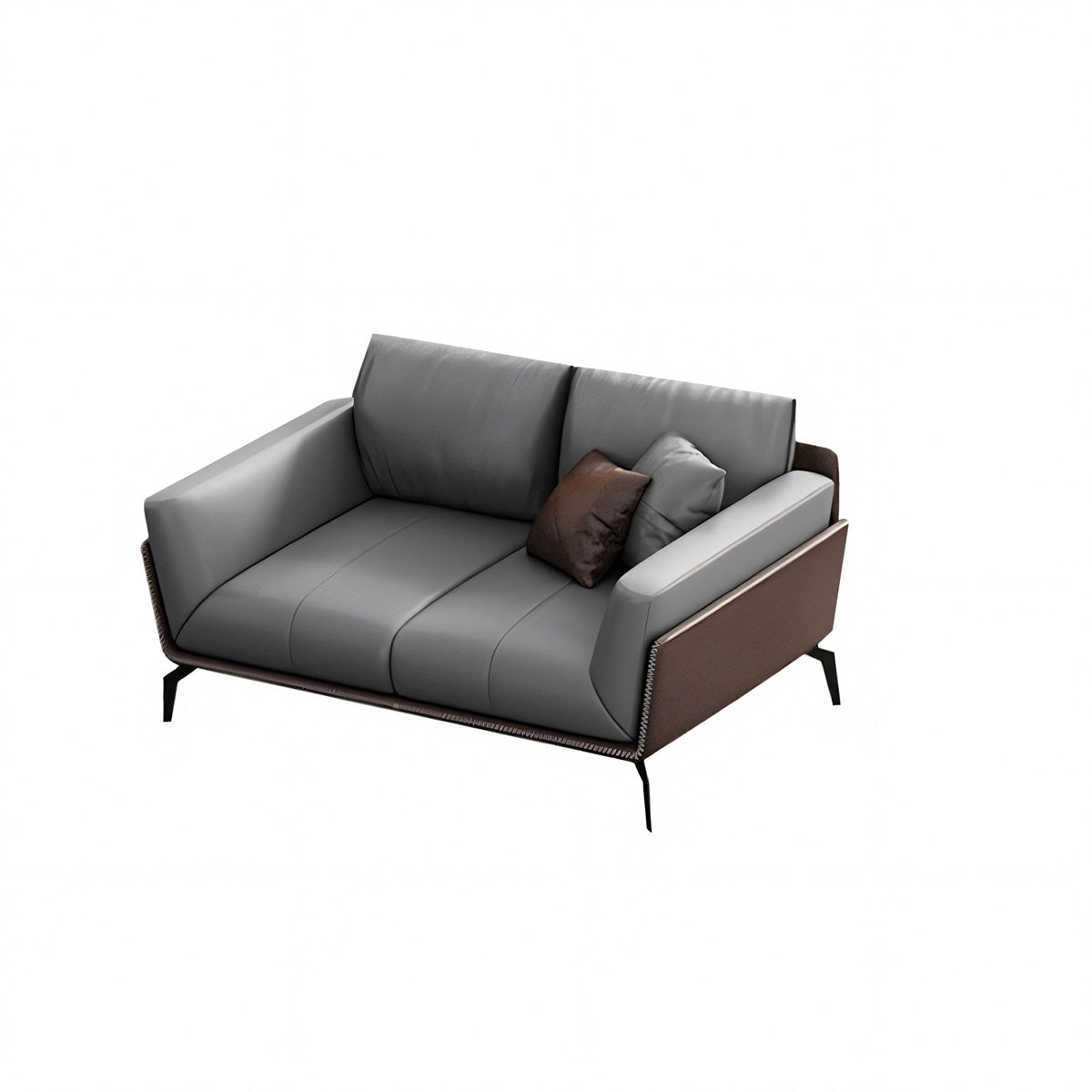 Simple Business Guest Office Leather Sofa, Gray, Three Seater