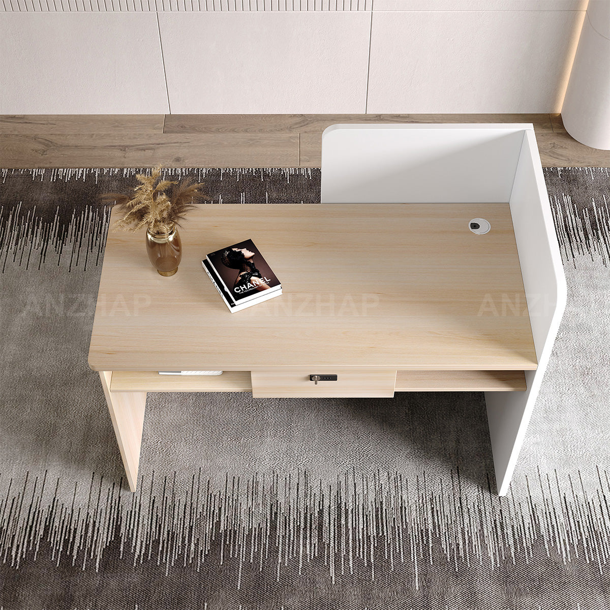 Elegant Reception Desk with Cable Management and Secure Storage for Offices