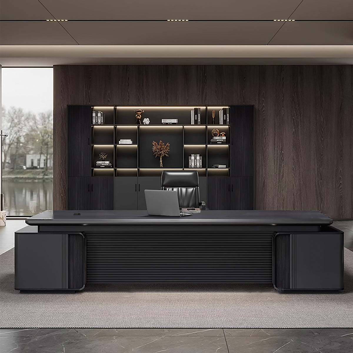 Modern Executive Office Desk for Manager with Storage Cabinet（Stock Items）