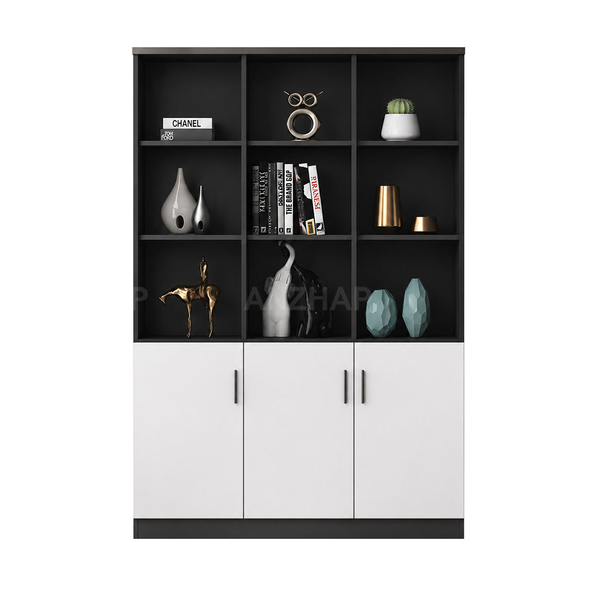 Office Storage Cabinet with Open Compartments, Enclosed Cabinets & Alloy Handles
