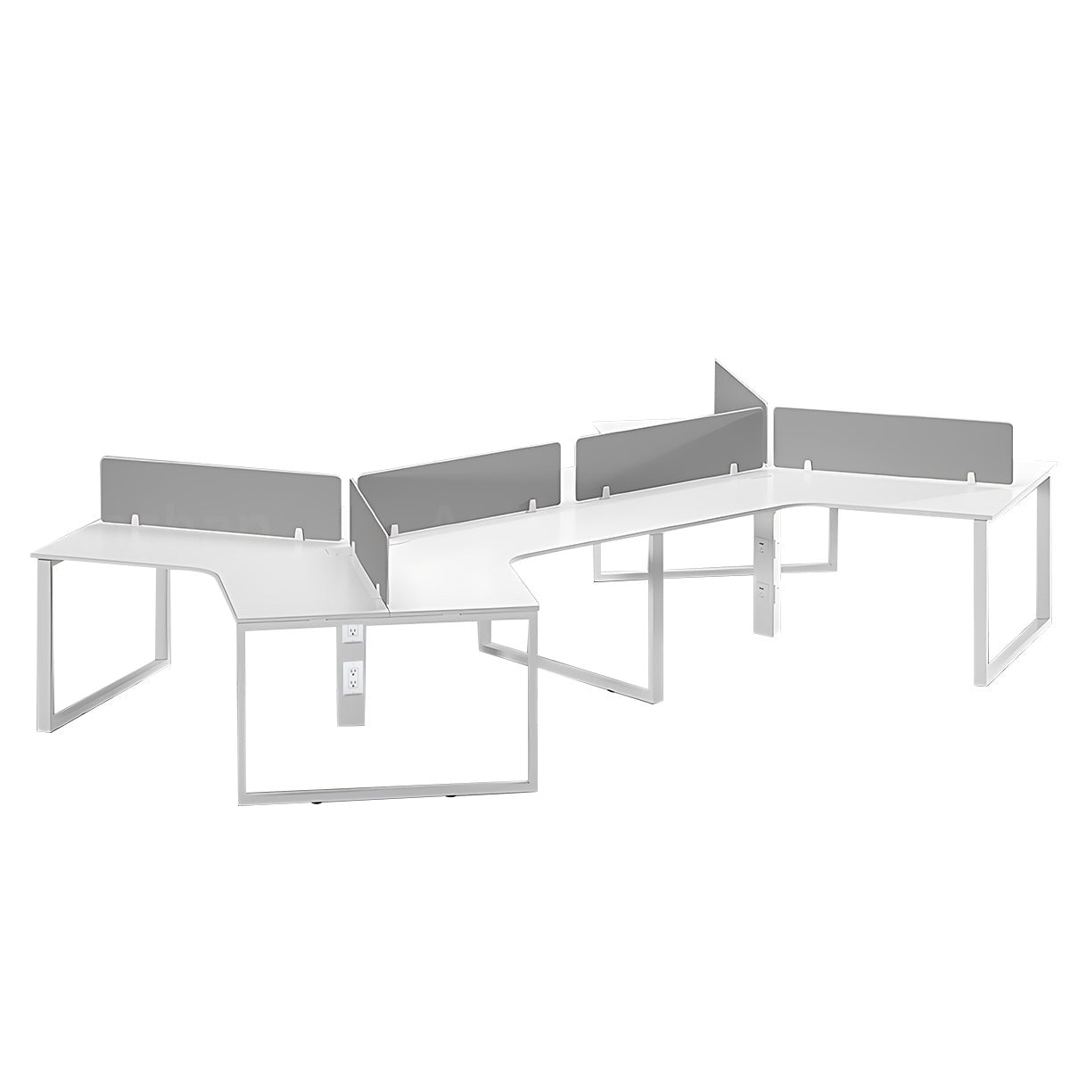 Minimalist Practical Gray and White Employee Desk with Privacy Panel and Sturdy Legs