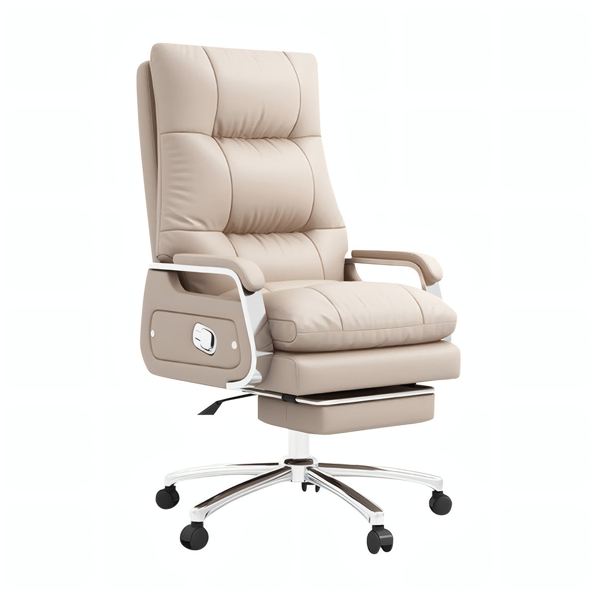 Executive Chair-1, Off-White With Microfiber Leather, Off-White finish, L28" x W28" x H47", for office workstation, ergonomic office furniture