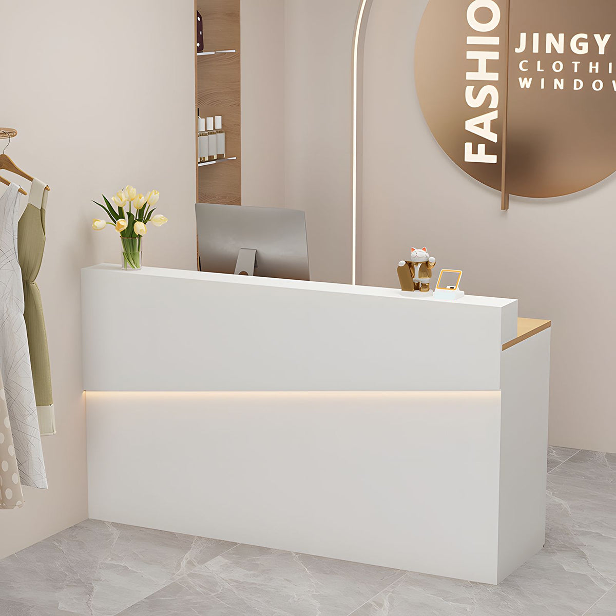 Minimalist and High-End Reception Desk with Elegant Light Strip and Thickened Desktop