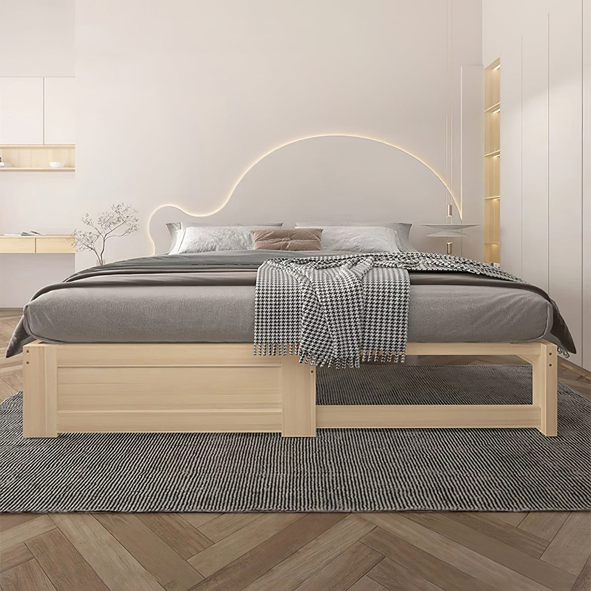 Versatile solid wood extendable bed detail close-up with folding design