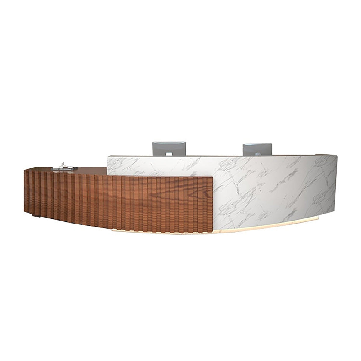 Reception Desk 47–157 in Wide with Ample Storage, Transaction Counter & Marble Top