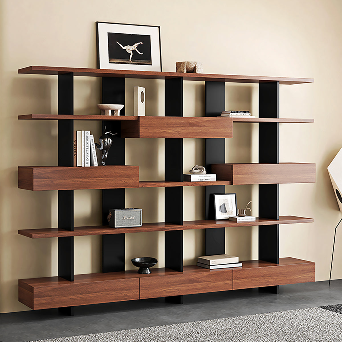 Eco-Friendly Wooden Bookshelf, Modern Storage with Multi-Layer Shelves