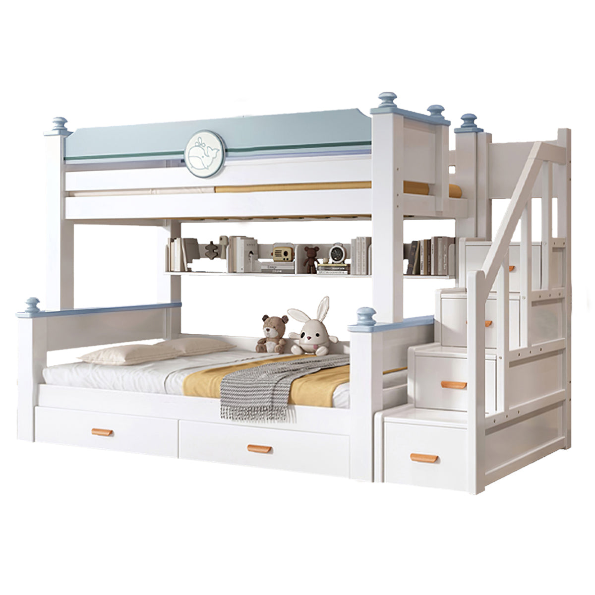 Minimalist Children's Bunk Bed with Ladder and Mattress（Stock Items）