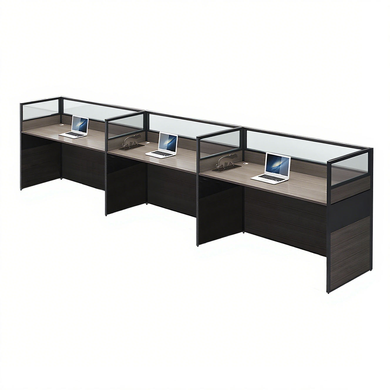 Minimalist Office Desk with Screen Partition, Four Seater