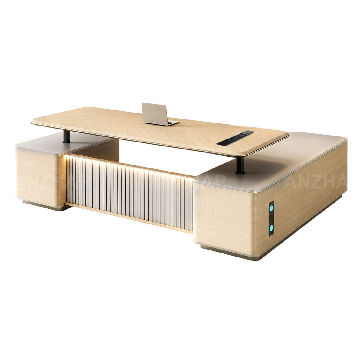 Electric Sit-Stand Executive Desk with Power, Storage & CPU Compartment
