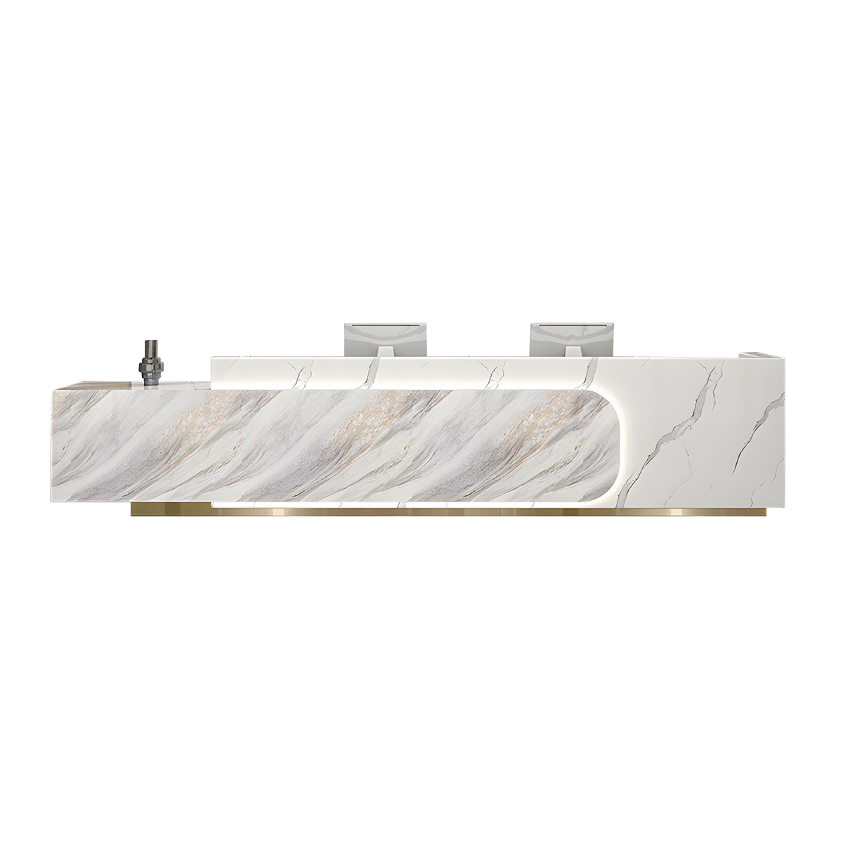 Luxury Modern Natural Stone Reception Desk Storage Drawers Cabinets