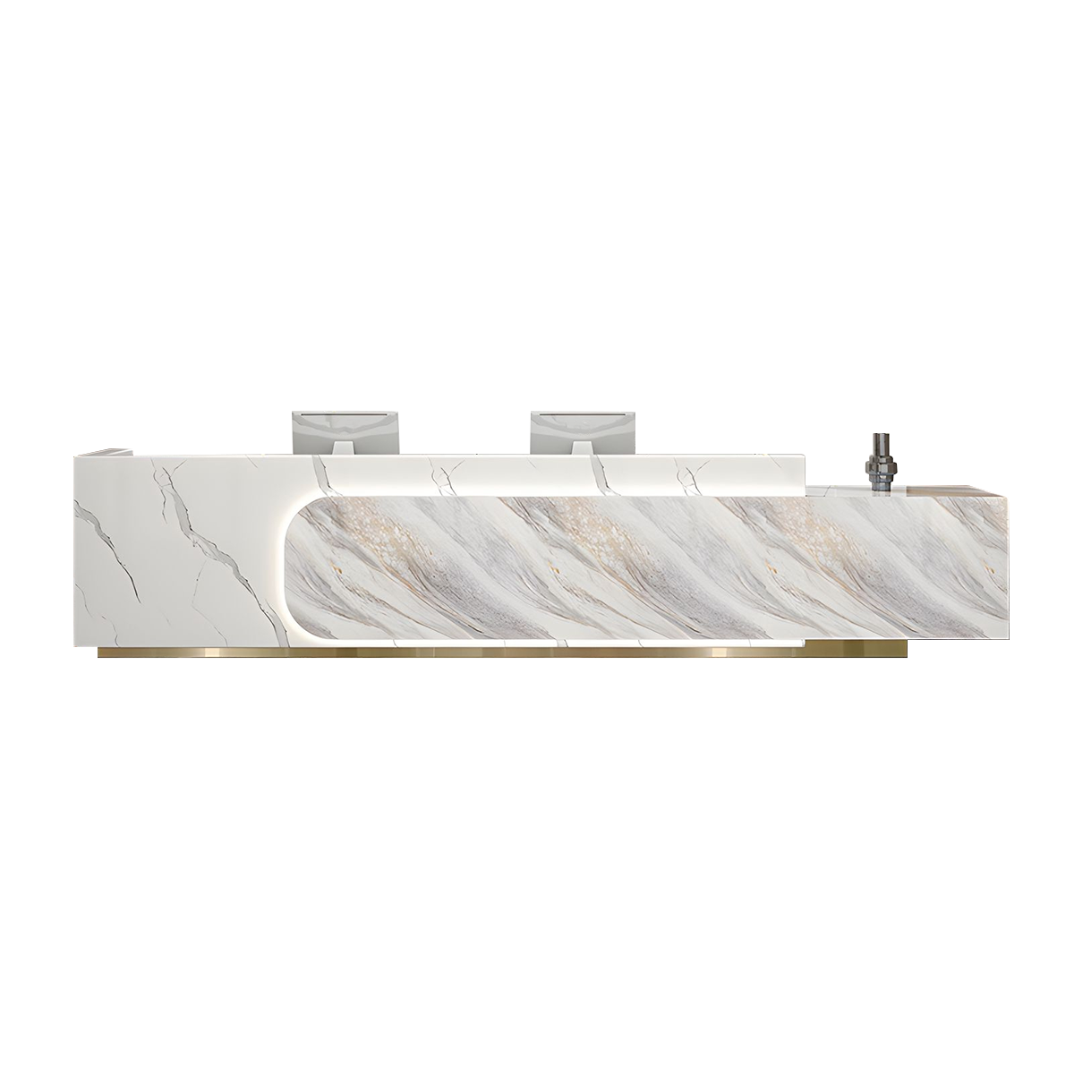 Luxury Modern Natural Stone Reception Desk Storage Drawers Cabinets