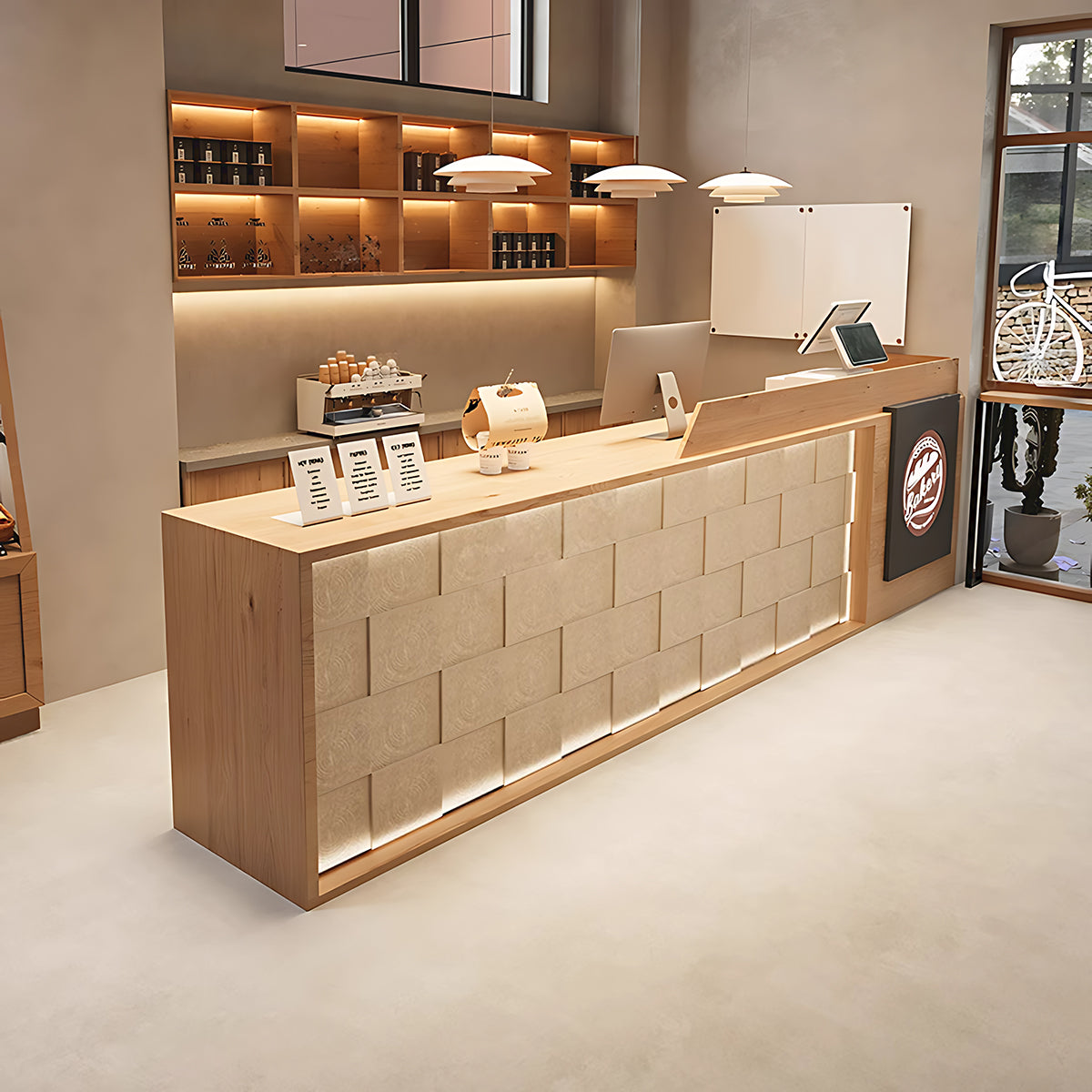 High-End Stylish Reception Desk with Exquisite Wood Grain Design