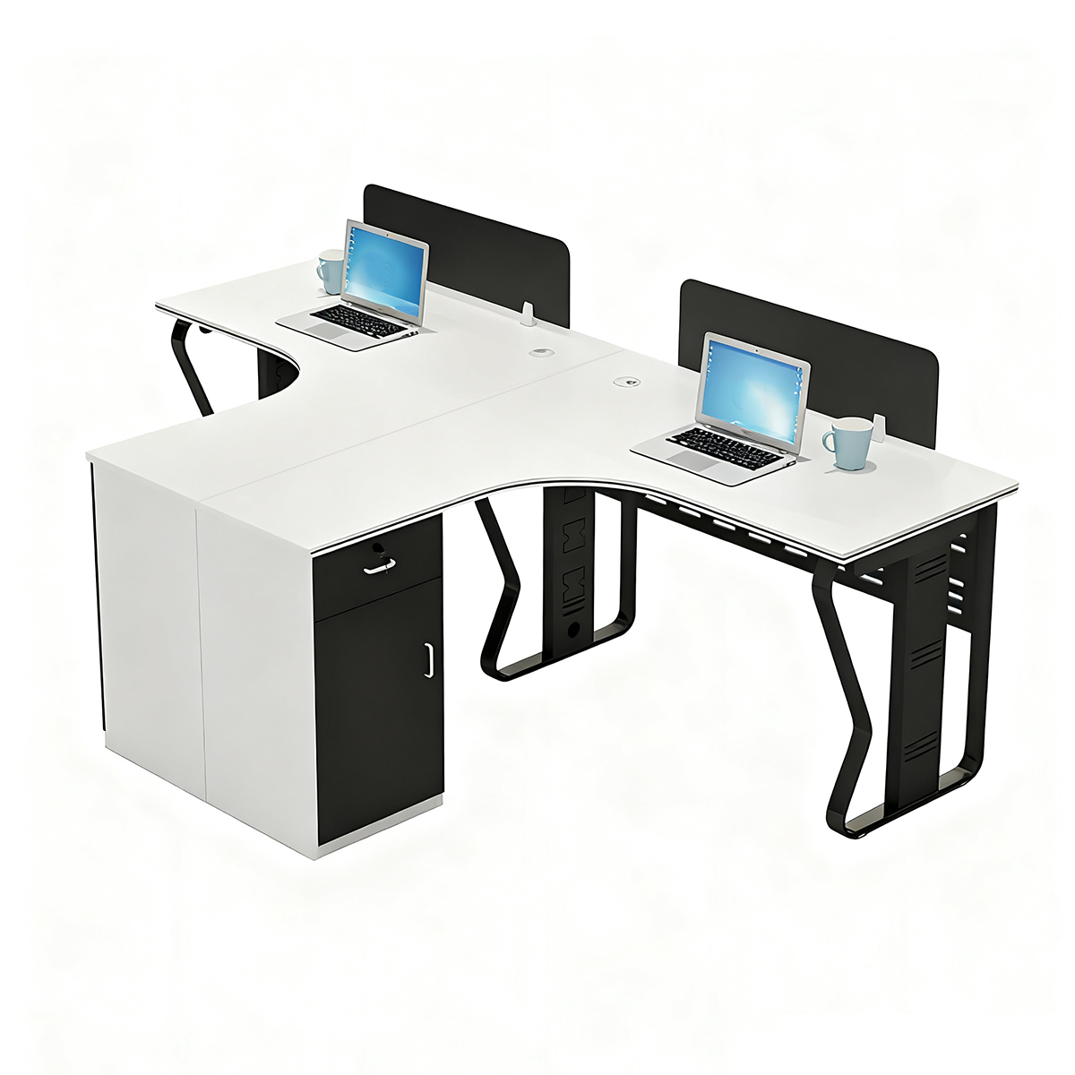 Modular Office Desk Eco-Friendly Board Steel Frame Cable Management