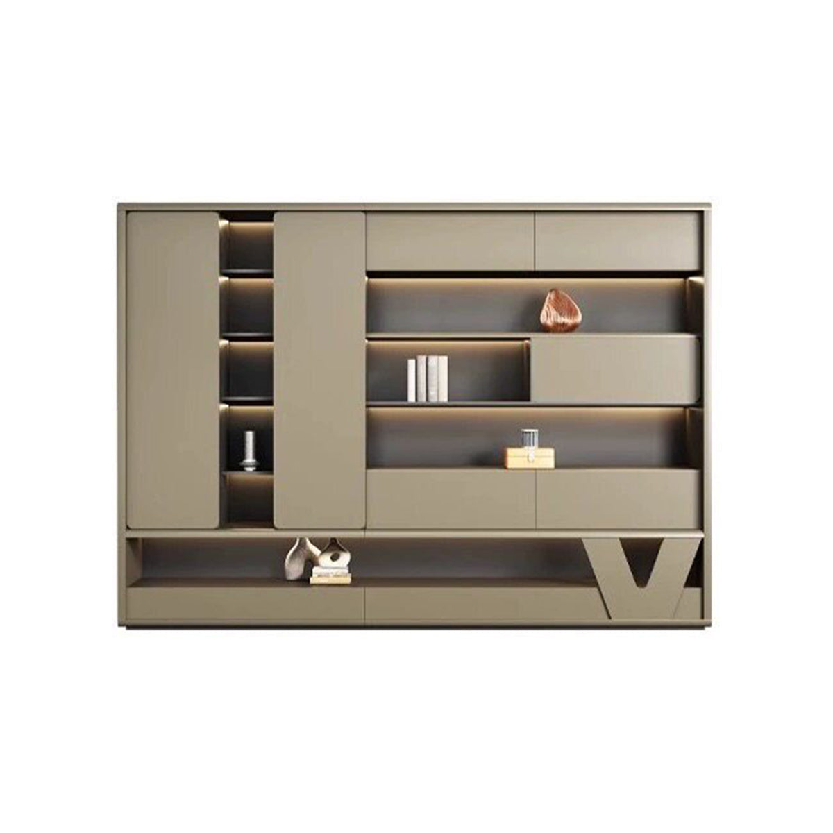 Functional Executive Desk with LED Lights & Built-In Power Rail