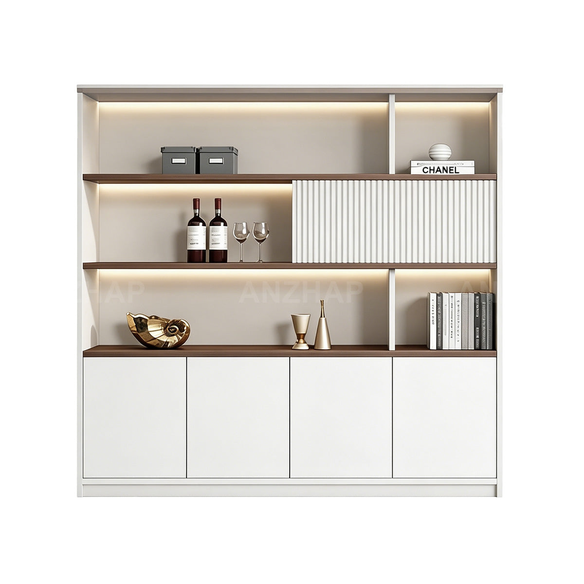 Executive Desk with Built-In Power Hub, CPU Tower Compartment, and Side Storage Cabinet
