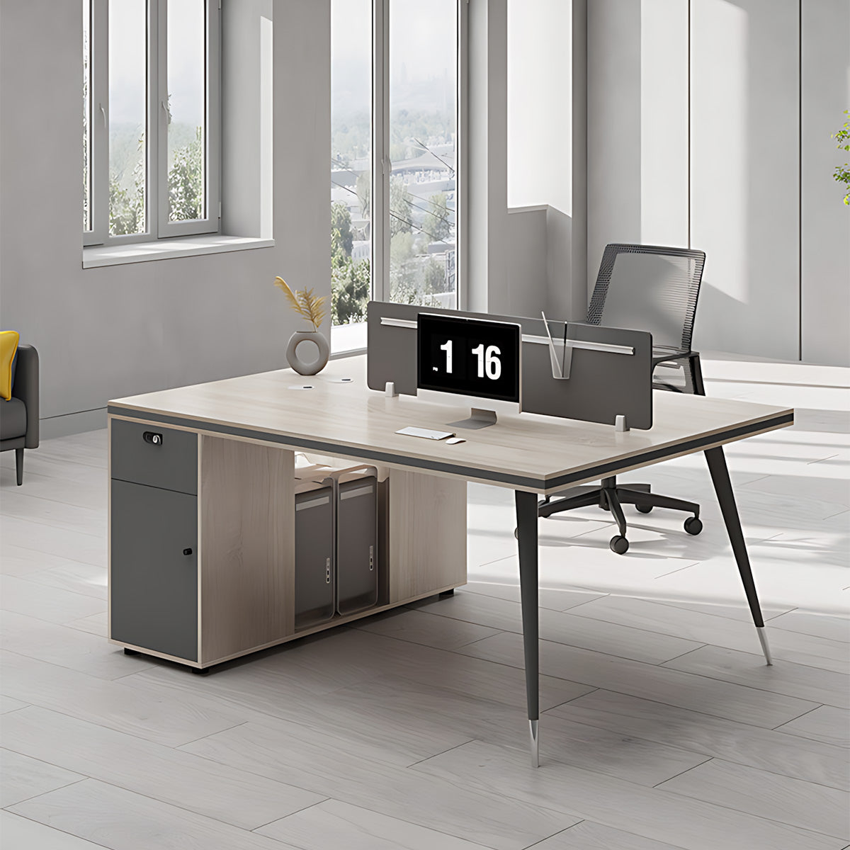 Thickened Desktop, Simple Office Desk and Chair Set with Screen Divider