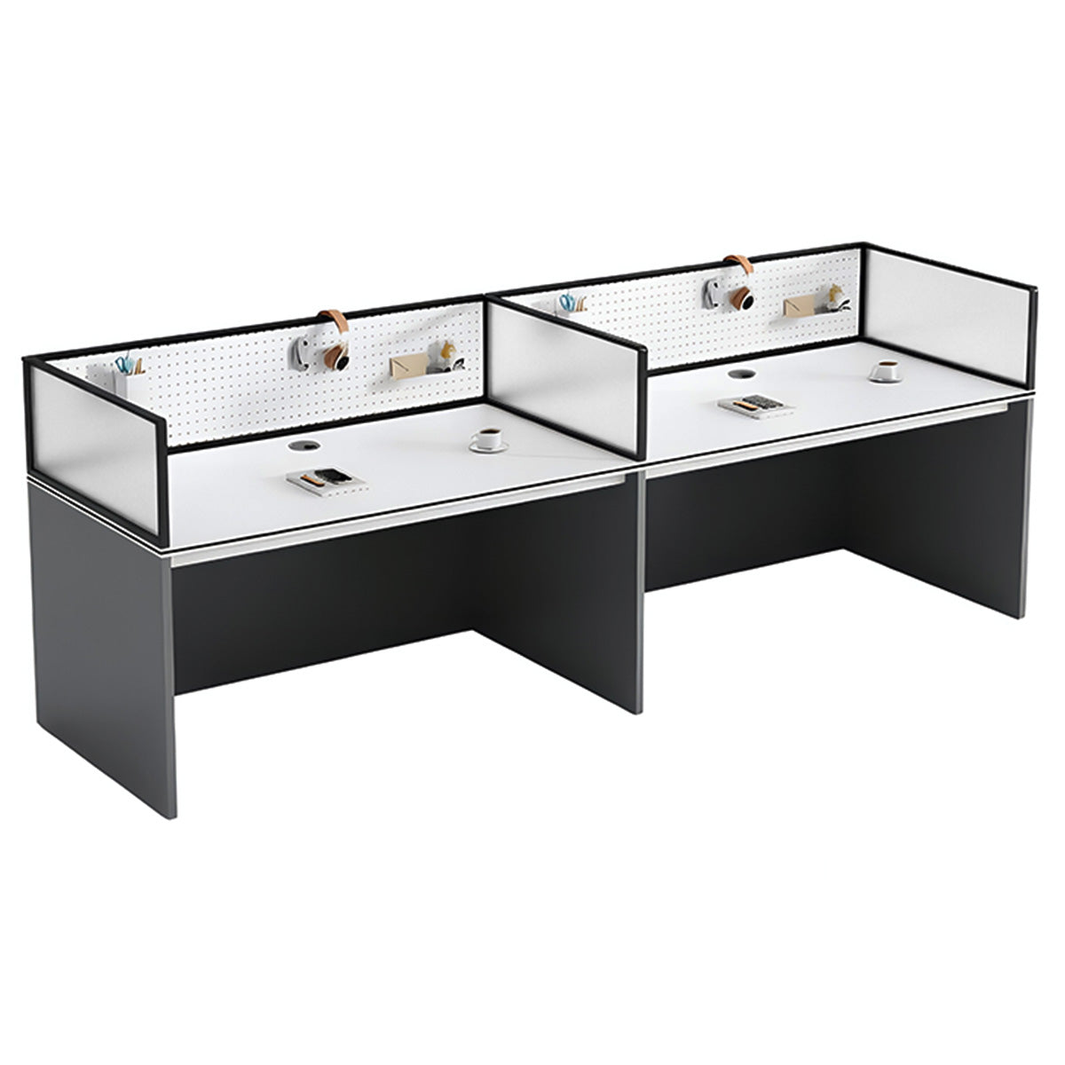 Modern Minimalist Office Desk with Functional Privacy Panels, Ample Storage Space
