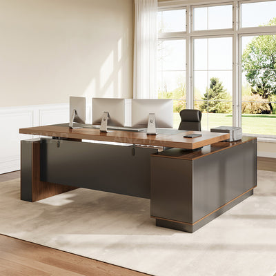 Height-Adjustable Executive Desk with Dual Motors, Power Hub, and Locking Storage（Stock Items）