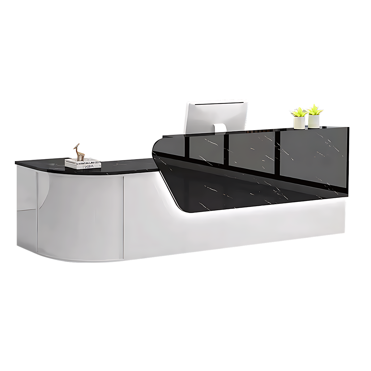L-shaped Wooden Reception Desk with Lacquer Finish