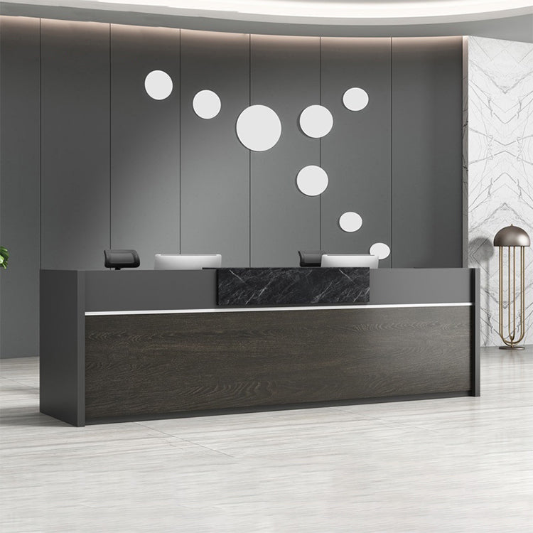 Rectangular Reception Desk in Black Oak Color