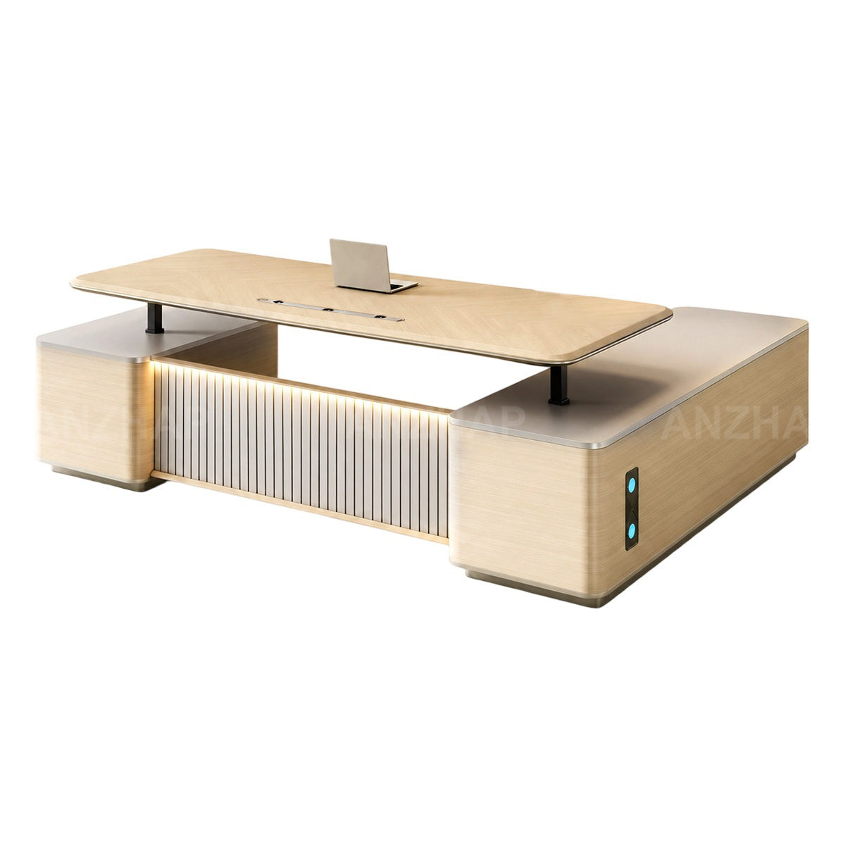 Electric Sit-Stand Executive Desk with Power, Storage & CPU Compartment