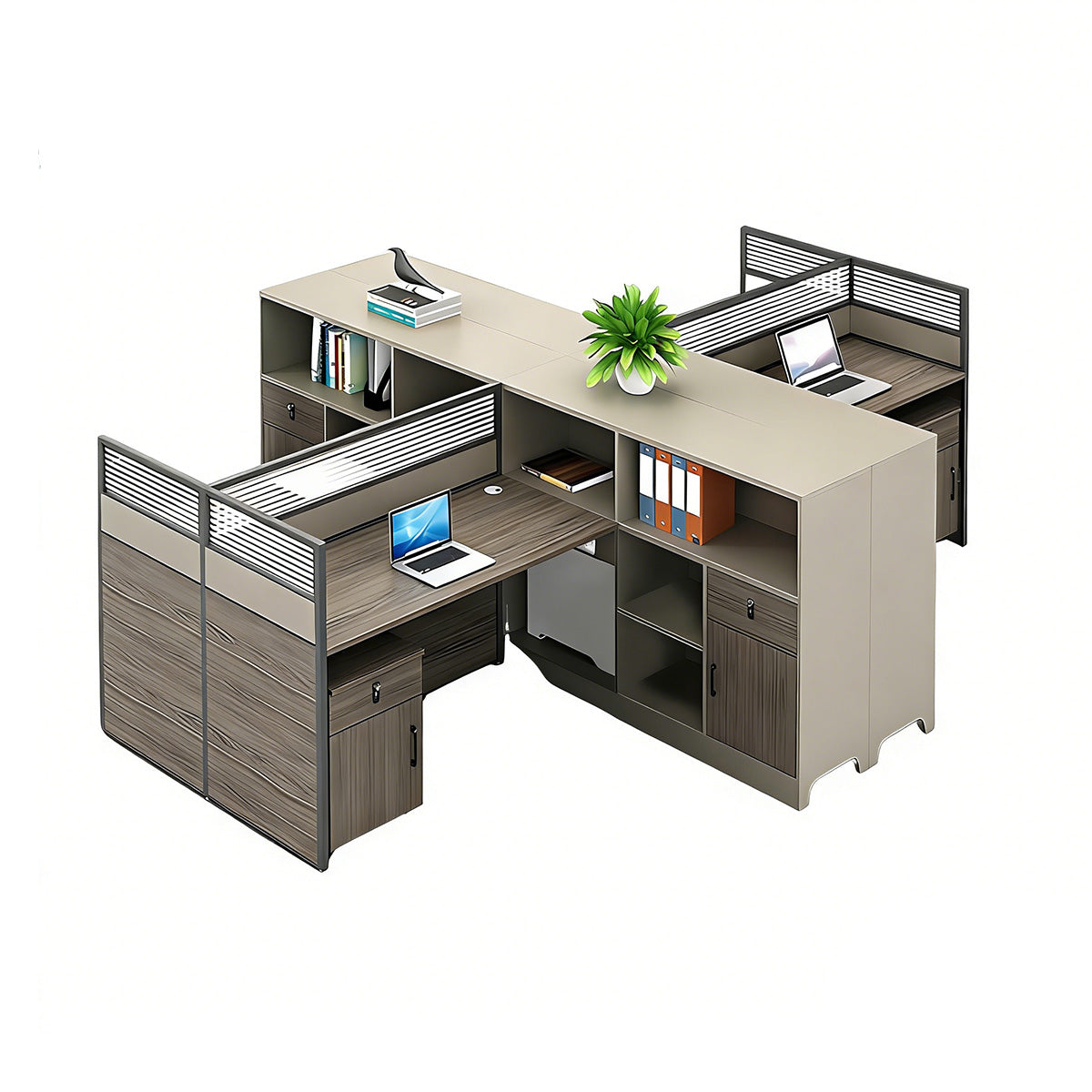 Contemporary Minimalist Multi-functional Office Desk with Partition Design
