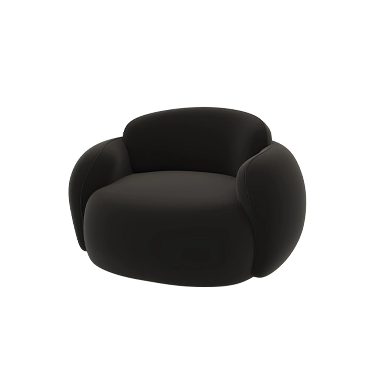 Vintage High-End Curved Black Backrest Sofa with Thick Cushions