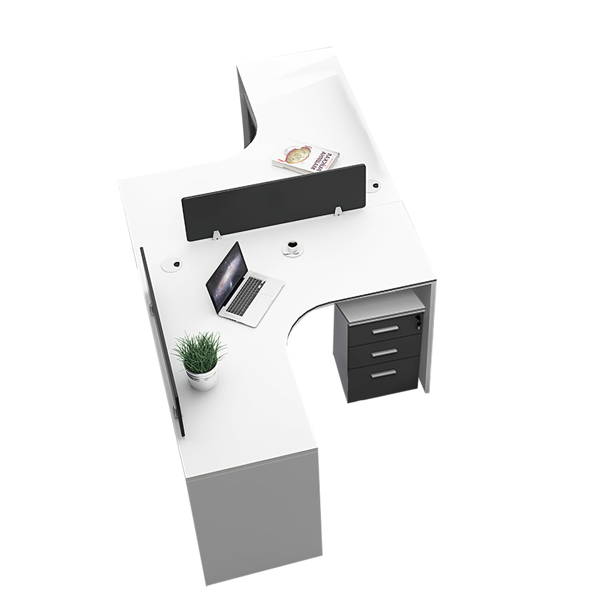 Modern Corner Shaped Employee Office Desk with Partition Panel