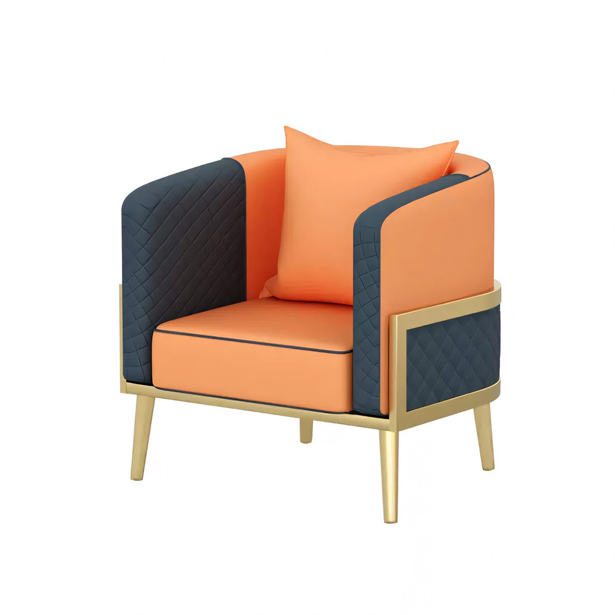 Luxurious Reception Lounge Curved Sofa, Three Seater, Orange