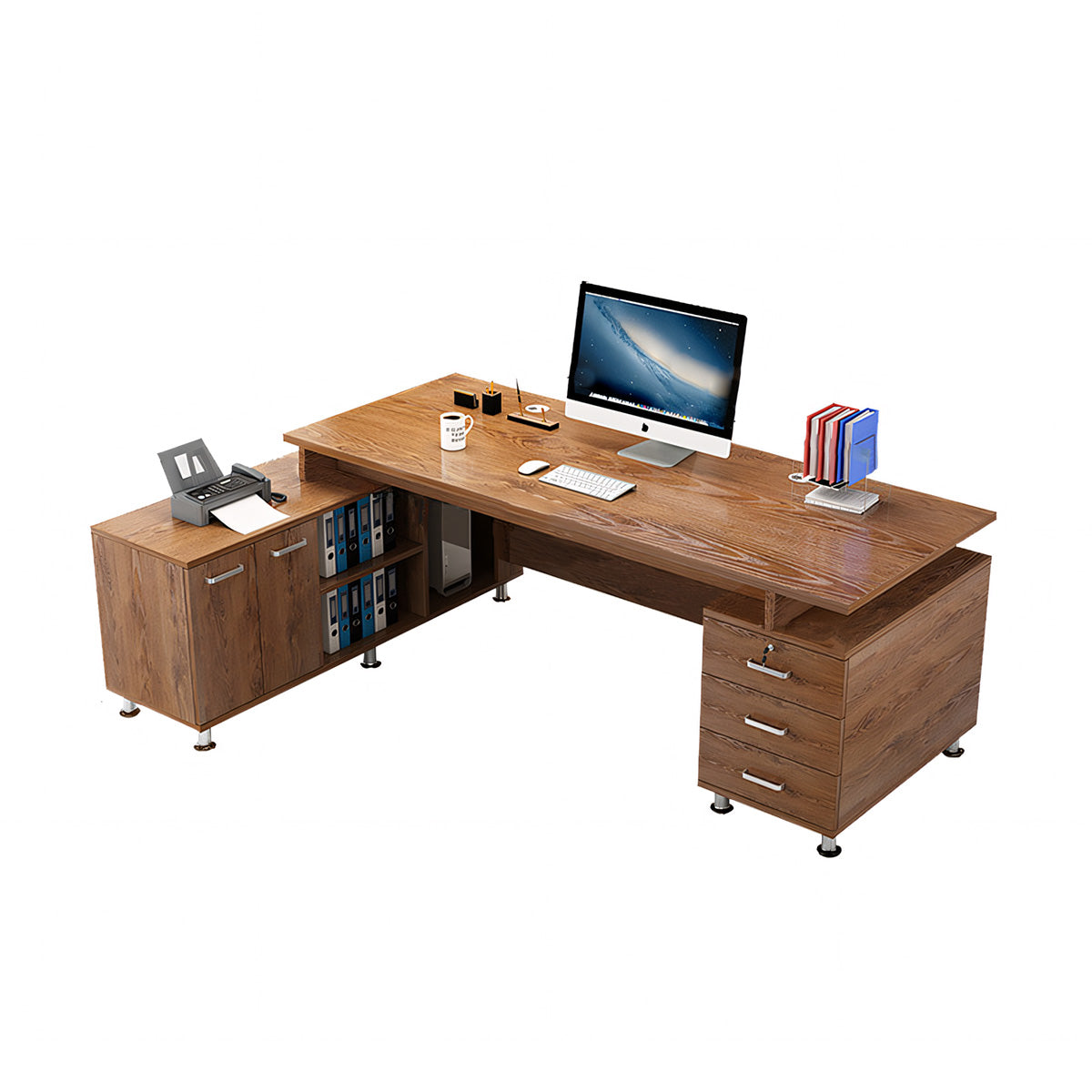 Thickened Office Desk Executive Desk with Cabinet Storage