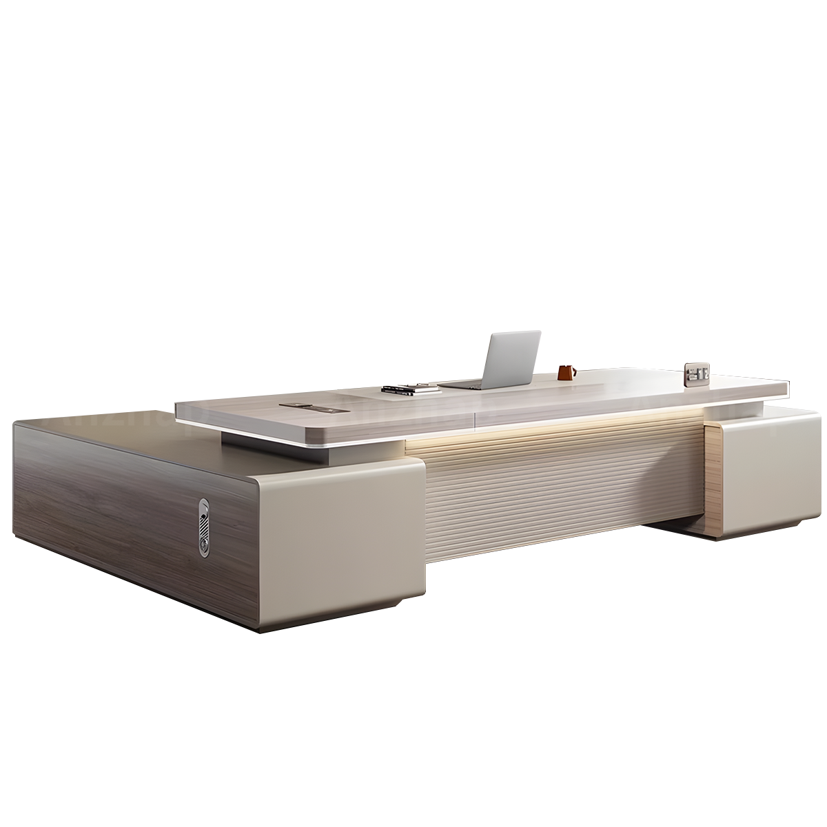 Premium Executive Desk with Thick Privacy Panel and Large Side Cabinet