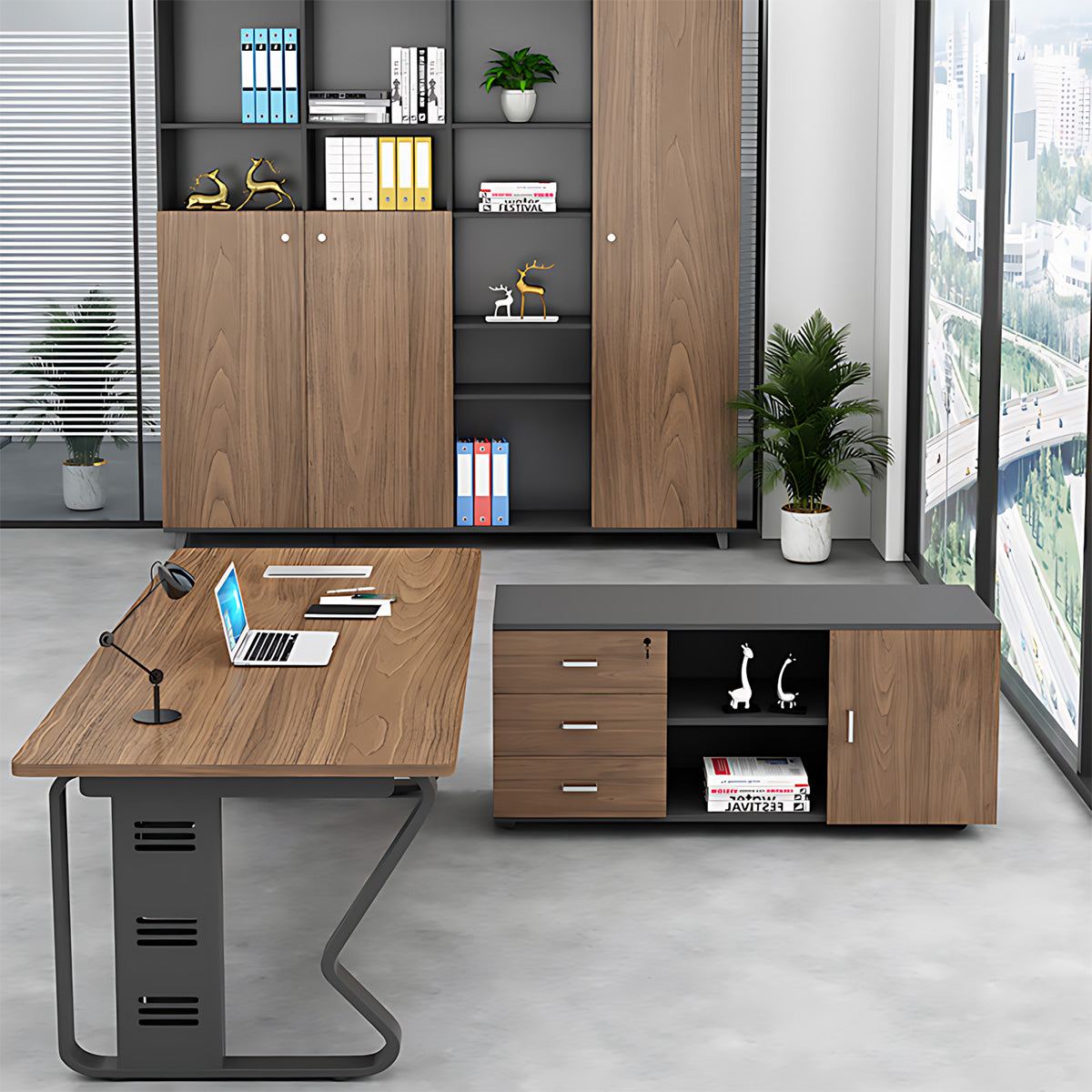 Minimalist Executive Desk with Privacy Panel for Office