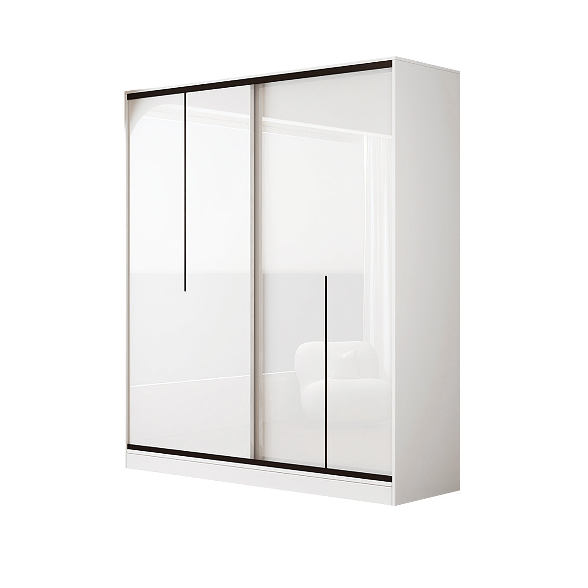 Modern Bedroom Sliding Door Wardrobe with Divided Storage