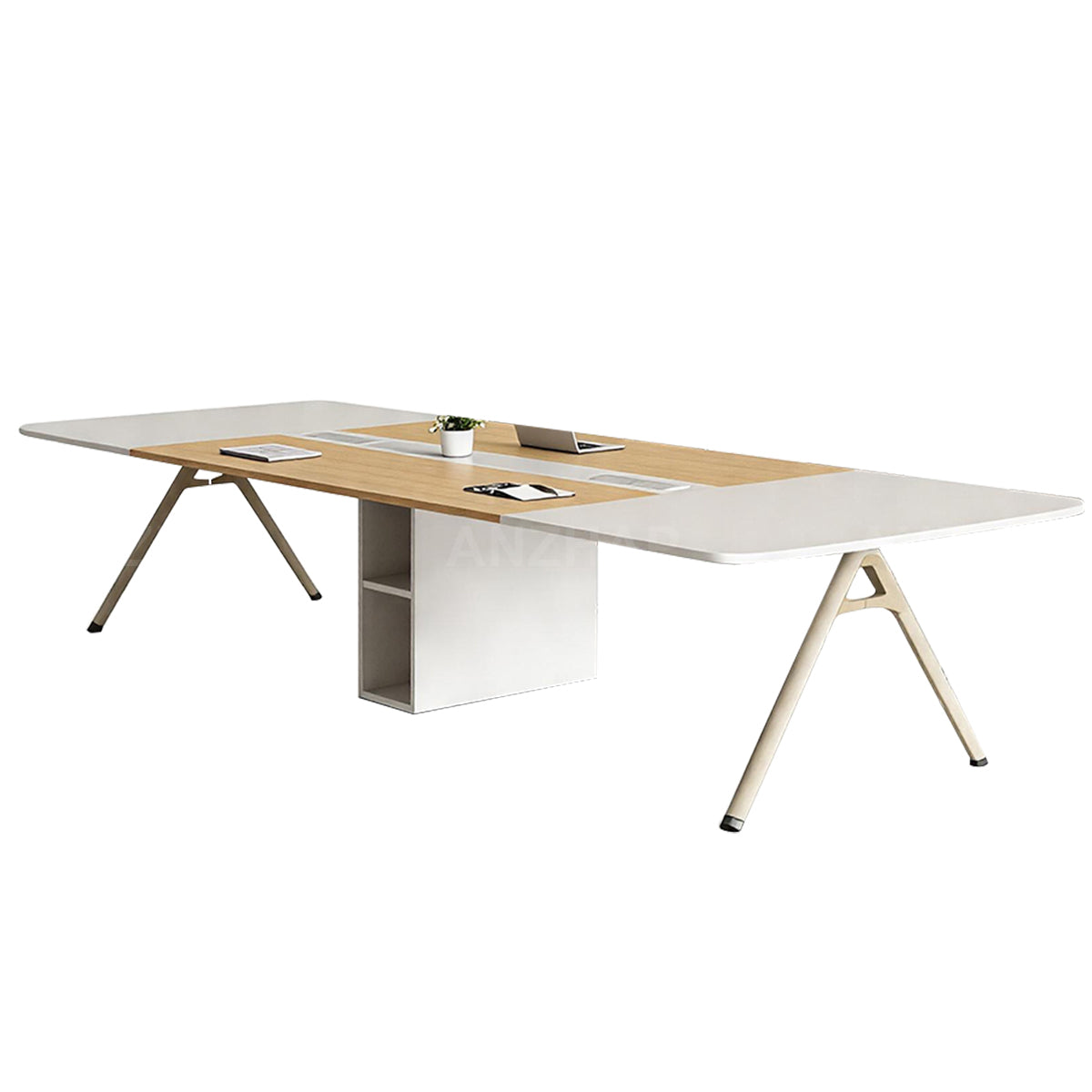 Conference Table, Oak & White, Oak & White finish, L94" x W47" x H30", for meeting room or boardroom, modern boardroom furniture