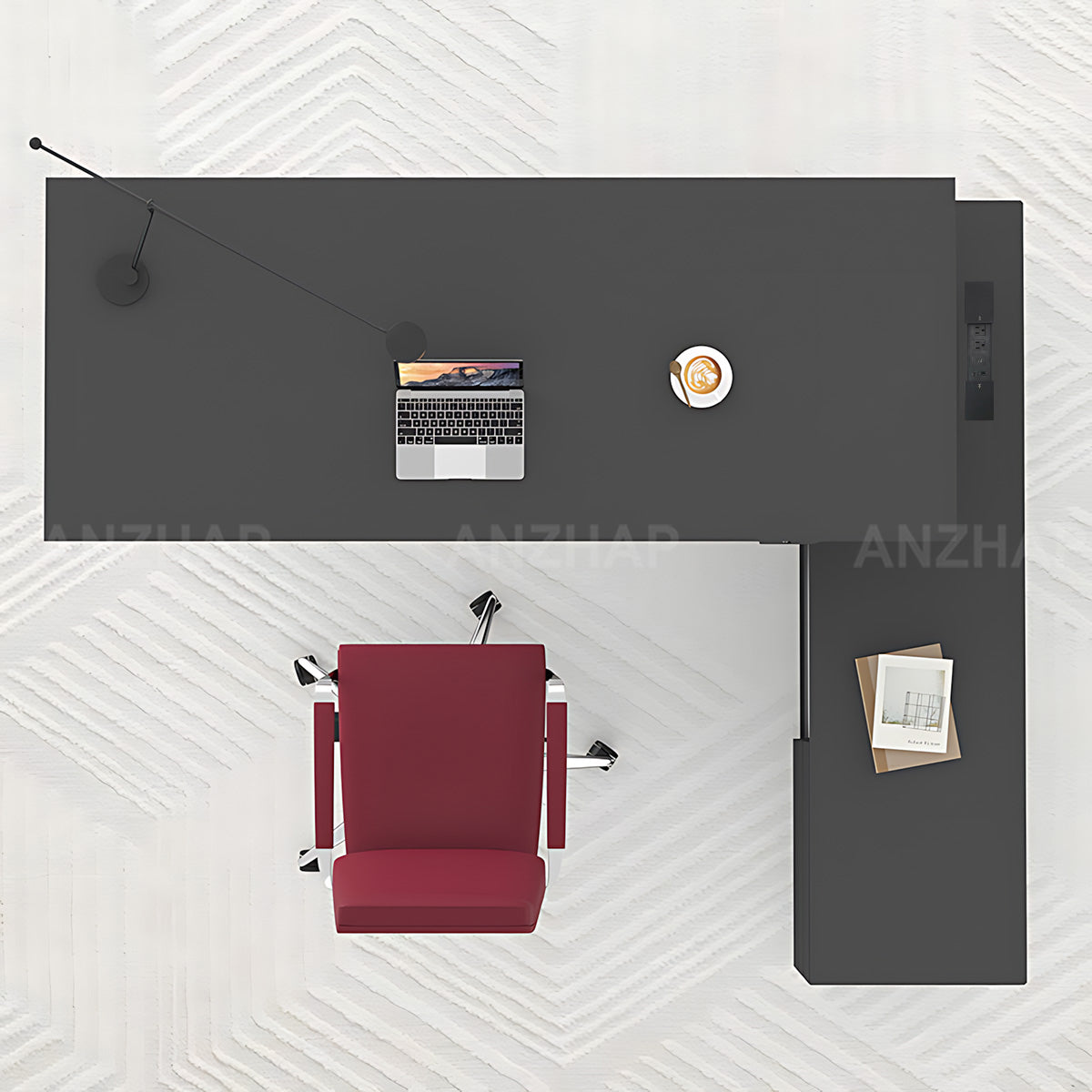 Electric Height-Adjustable Executive Desk with Power Hub and Storage Cabinet
