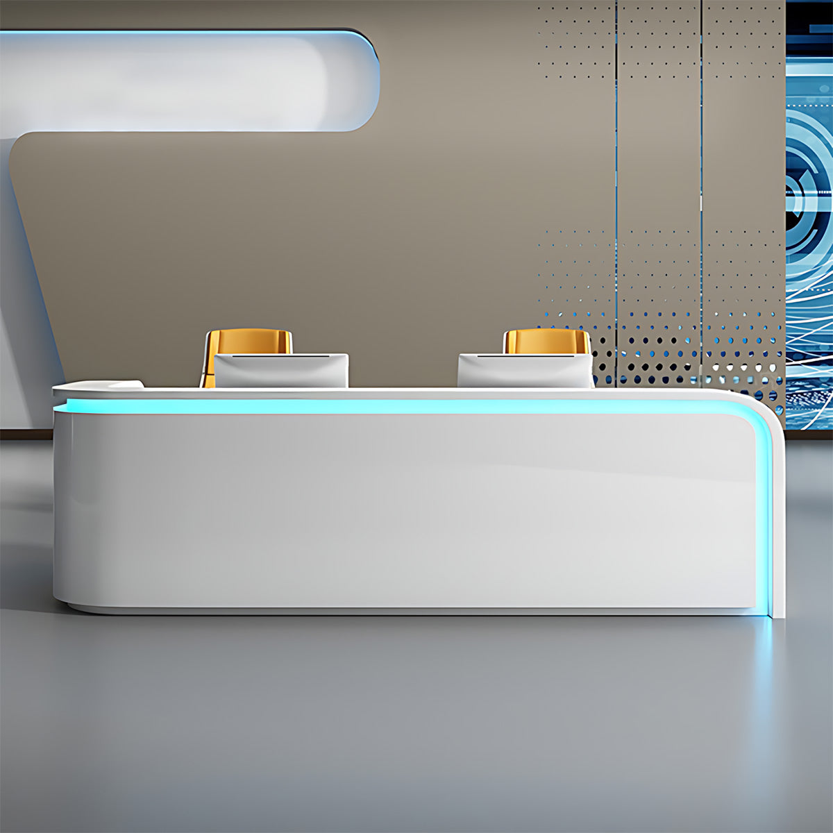 Modern Reception Desk with Pull-Out Keyboard Tray & Lockable Drawer