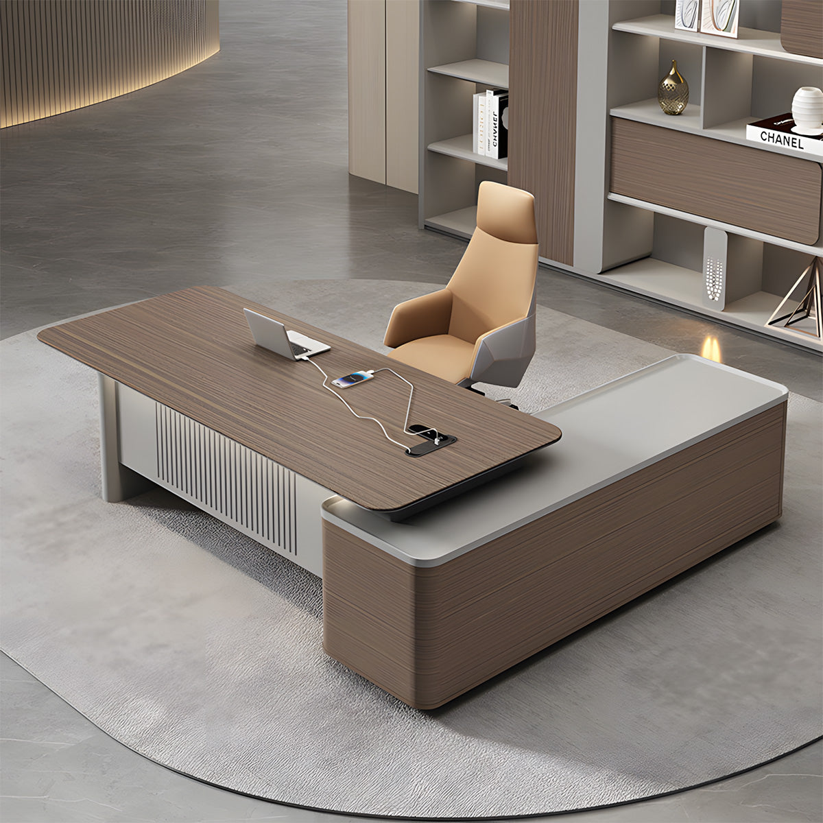 Premium Executive Desk with Cable Management & Storage for Office