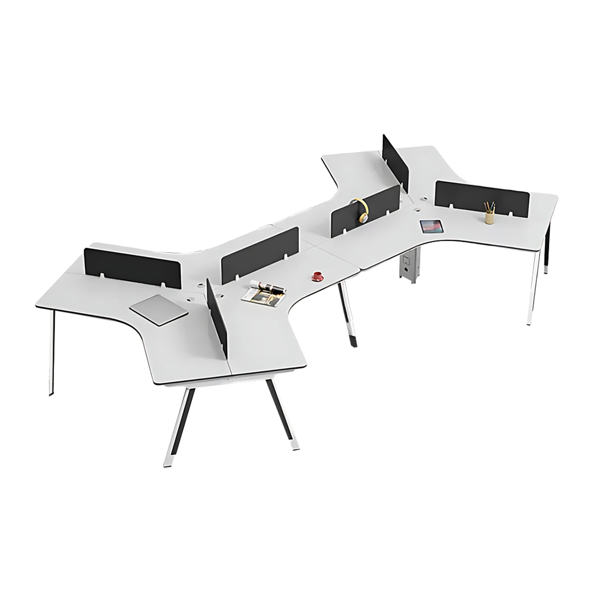 Modular Modern Office Desk with Two-Tone Lacquered Metal Legs